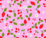 粉色草莓花卉无缝图案