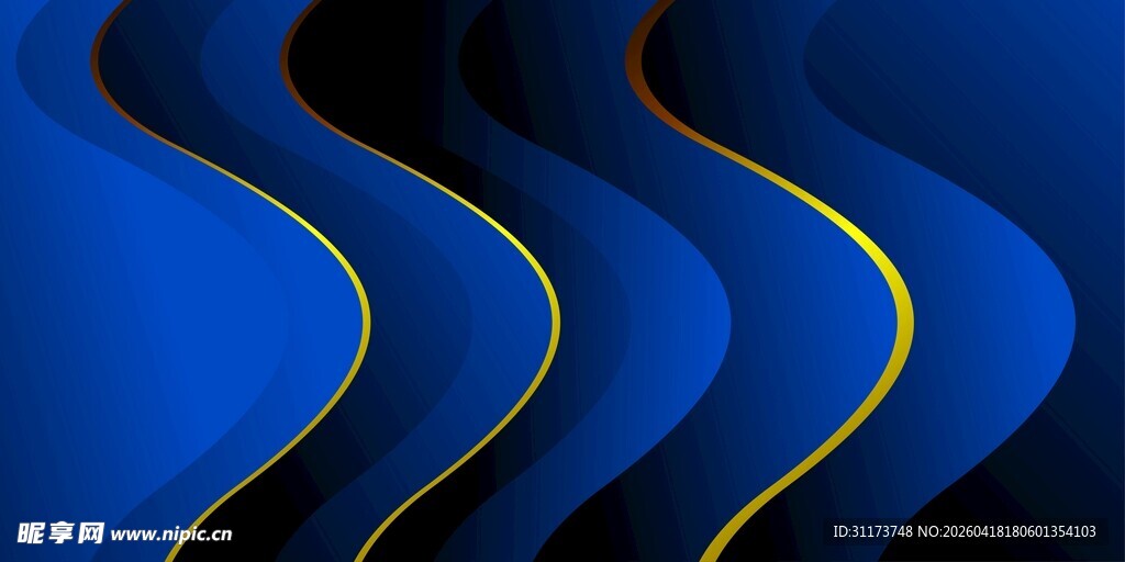 蓝金波浪背景