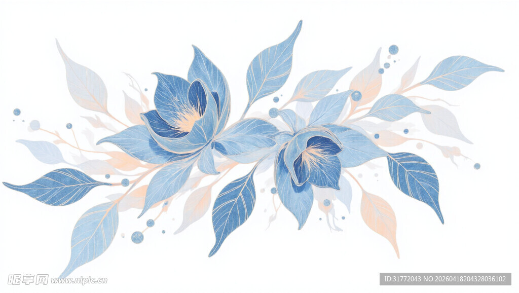 蓝粉花卉装饰图案