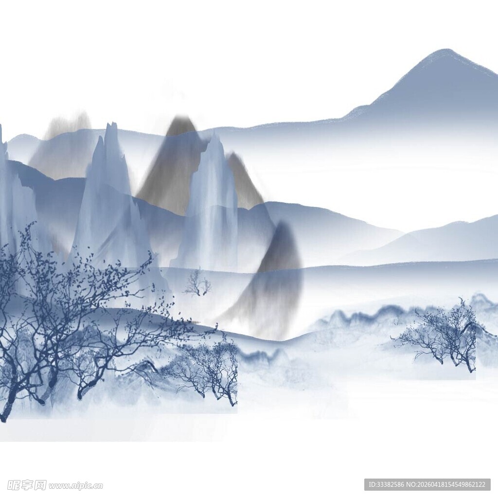 水墨山水雪景图