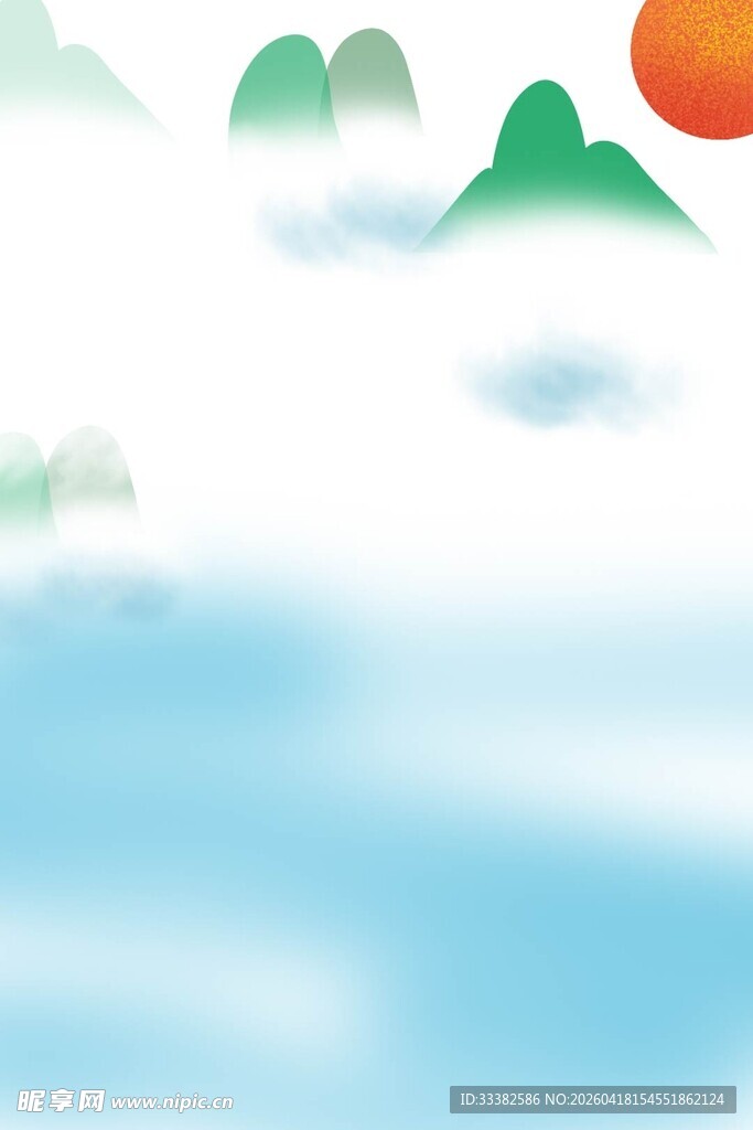 水墨山水间的日出美景