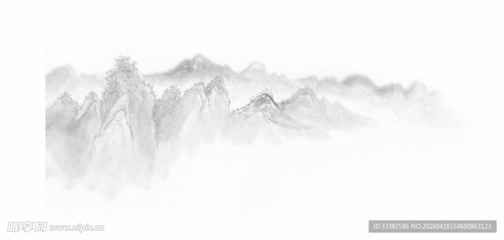水墨群山 云雾缭绕意境美