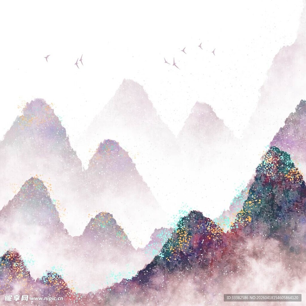 水墨山川 云雾缭绕之景