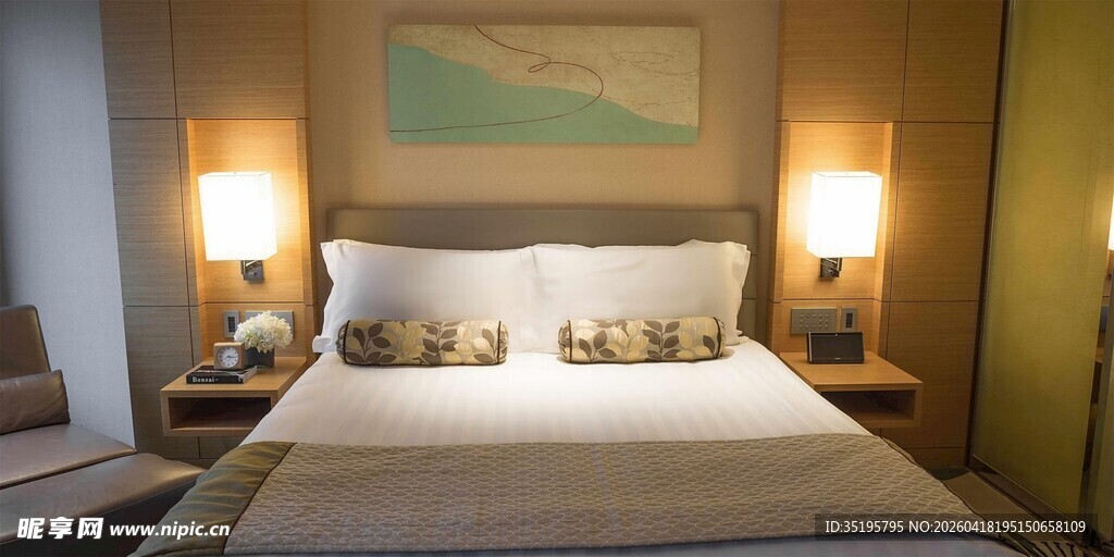 温馨舒适的卧室客房场景