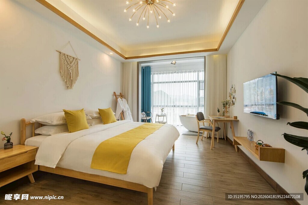 温馨简约风卧室室内场景