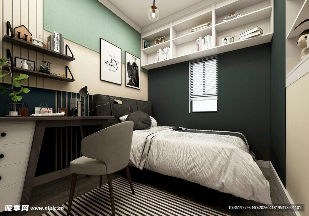 简约风单人卧室温馨一角