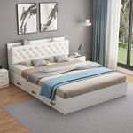 现代简约风格白色软包床