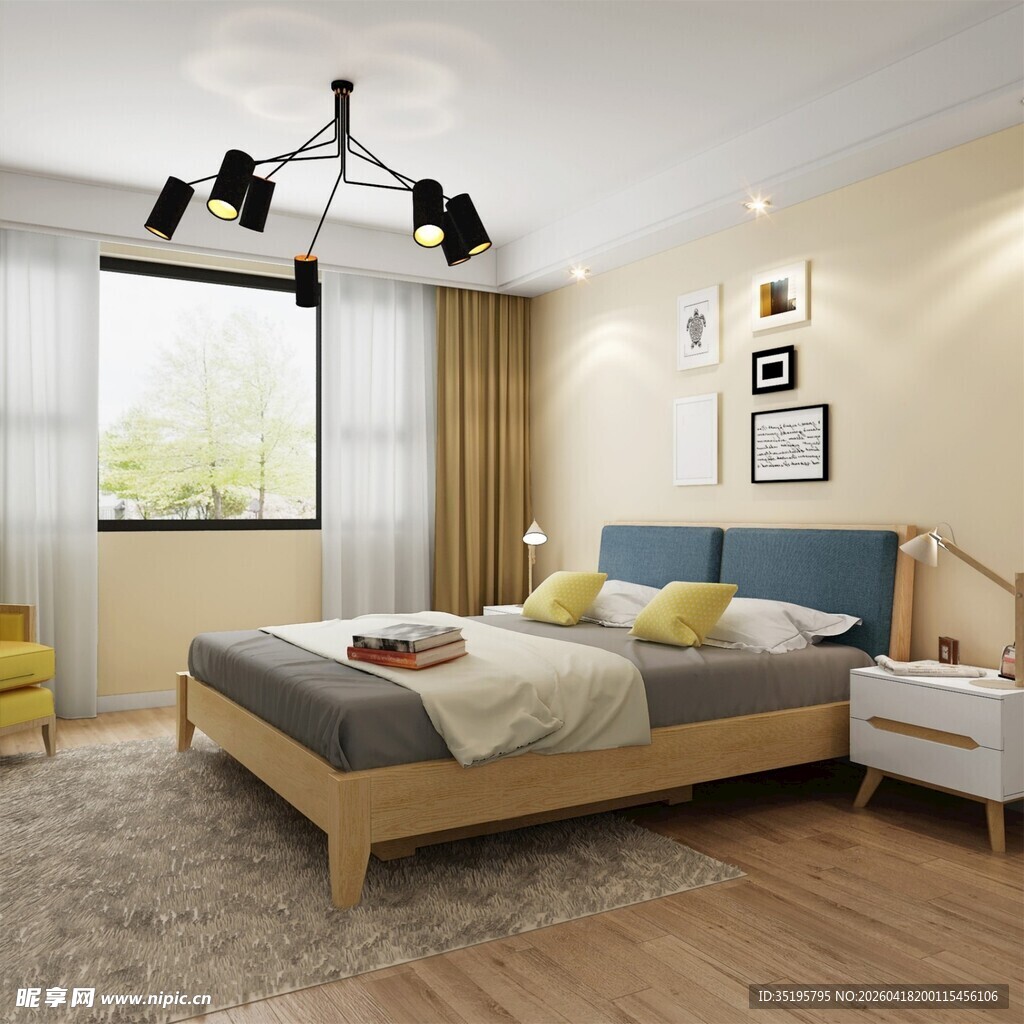 简约质感卧室室内场景图