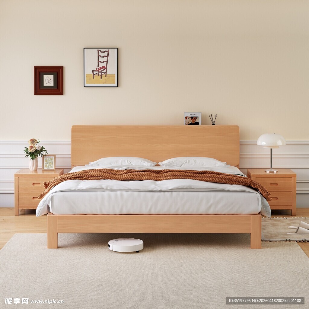 简约木质卧室床具展示