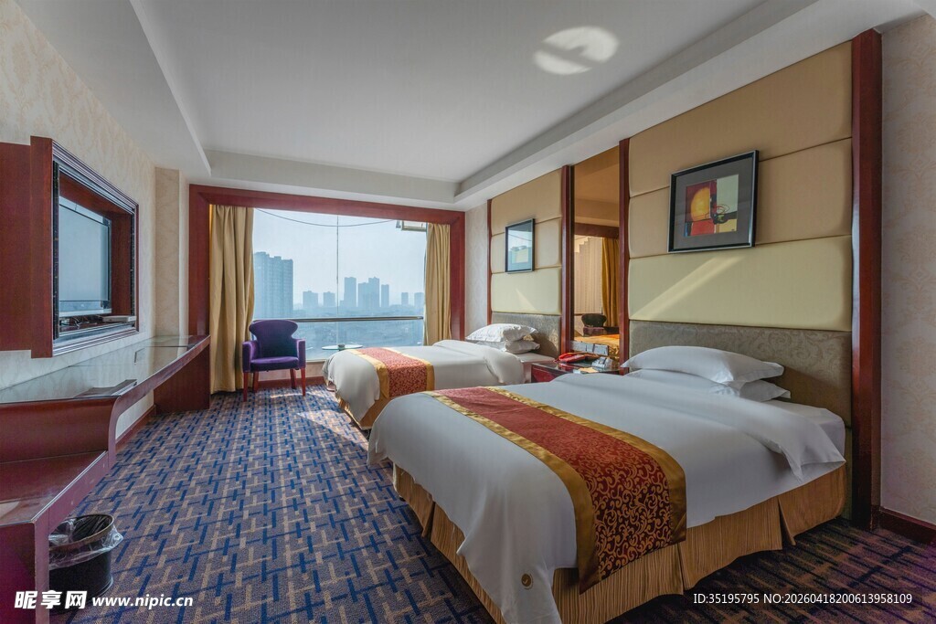 舒适双床酒店客房景观