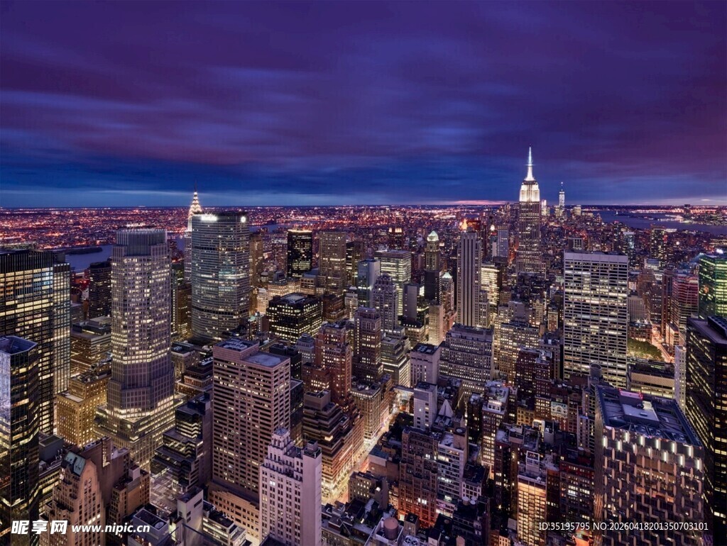 纽约城市璀璨夜景俯瞰