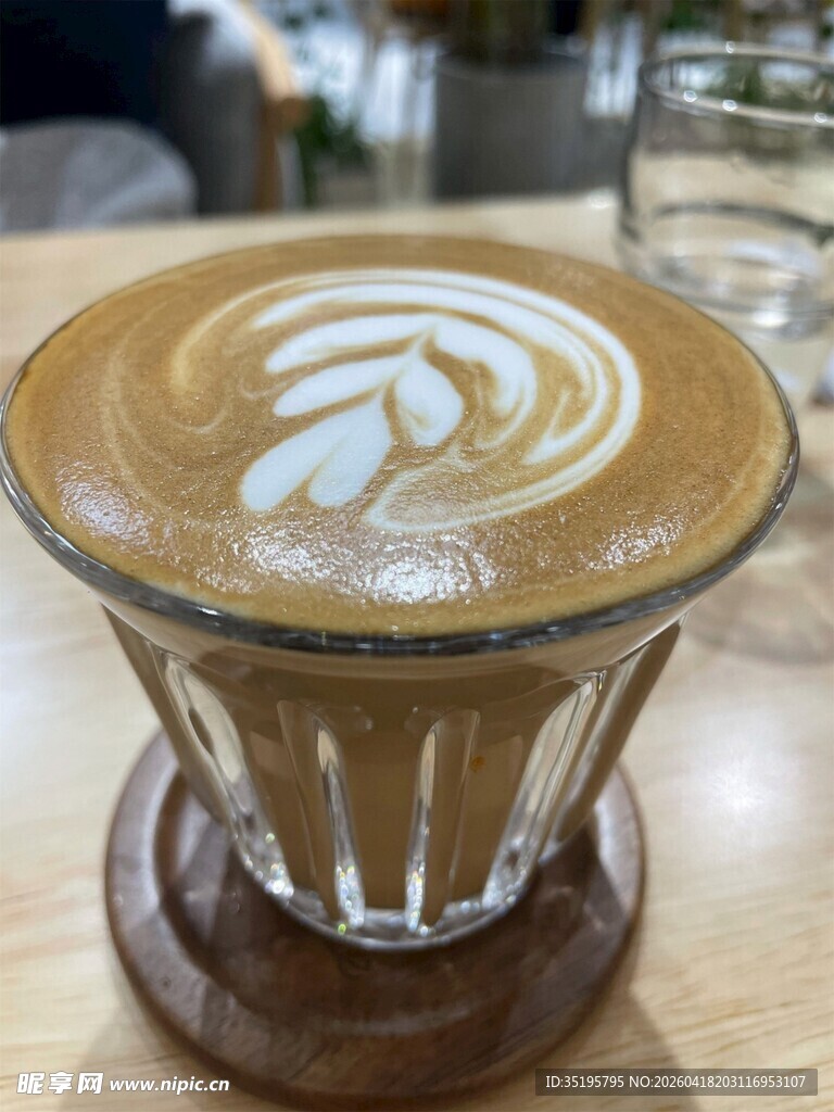 精致拉花咖啡特写