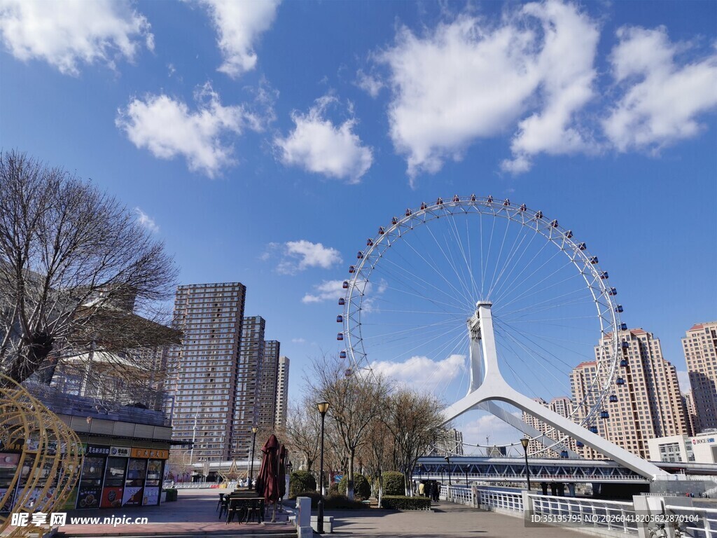 城市中的摩天轮景观