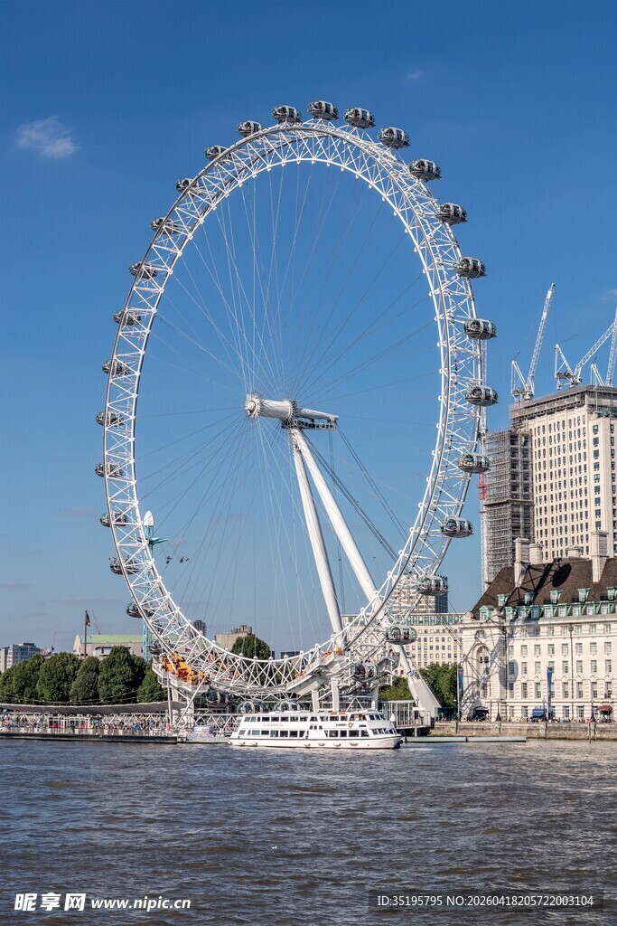 伦敦眼摩天轮河畔美景