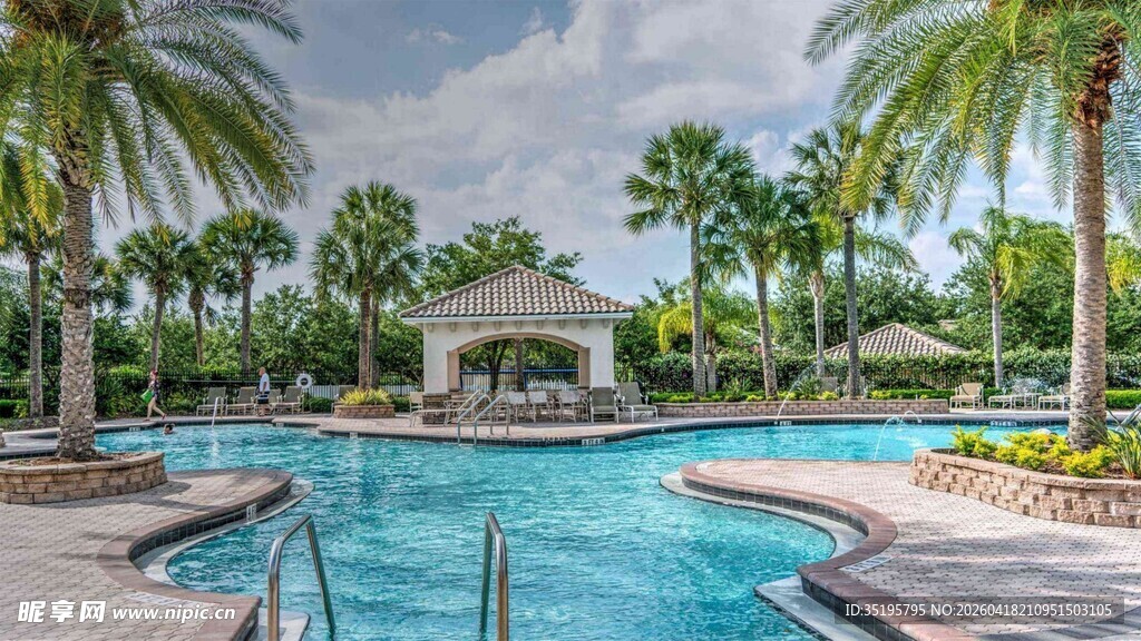 热带风情泳池景观