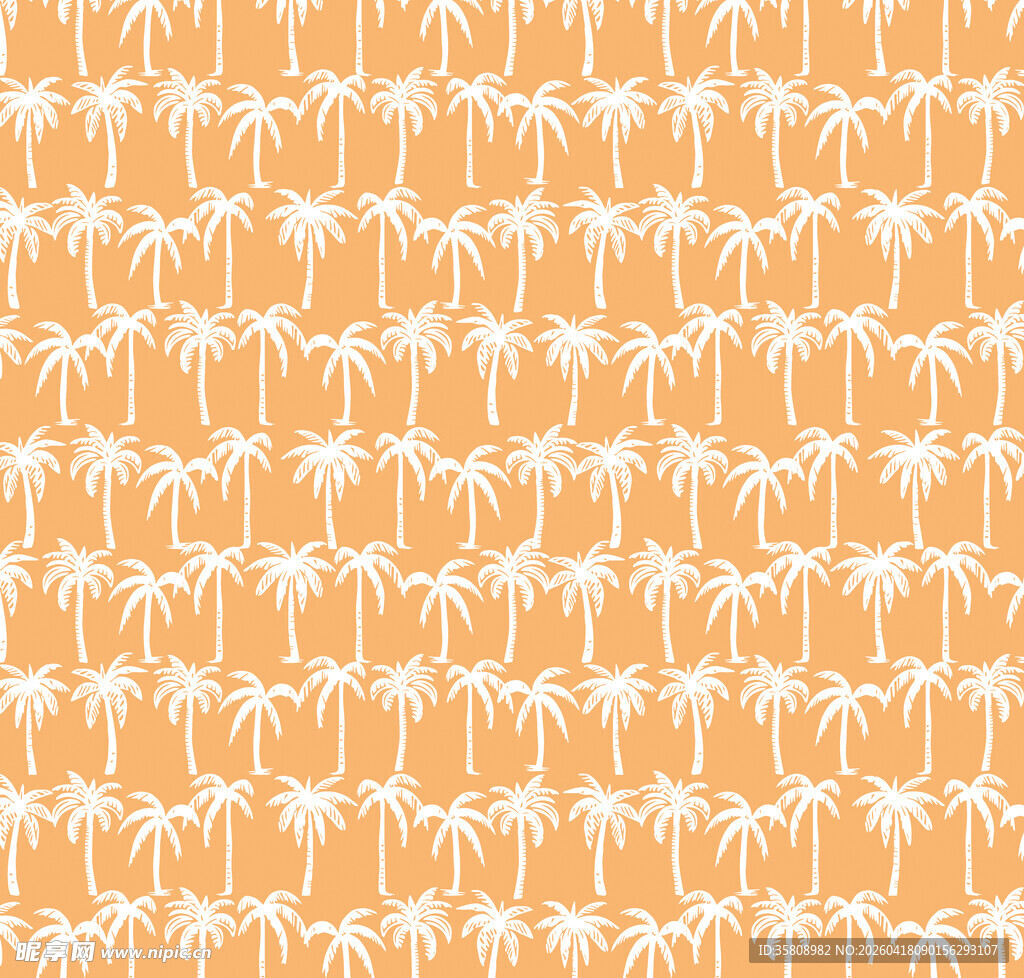 橙色背景椰子树图案纹理
