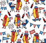 热狗主题的美国独立日图案