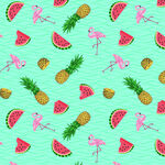 火烈鸟西瓜菠萝清新图案