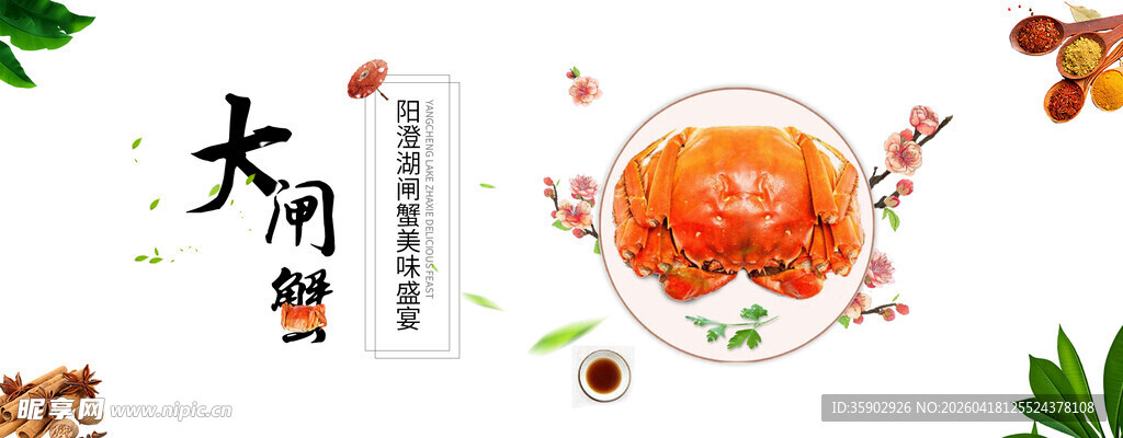 大闸蟹美食插画