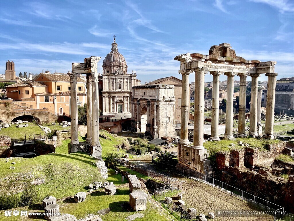 罗马古建筑遗址景观