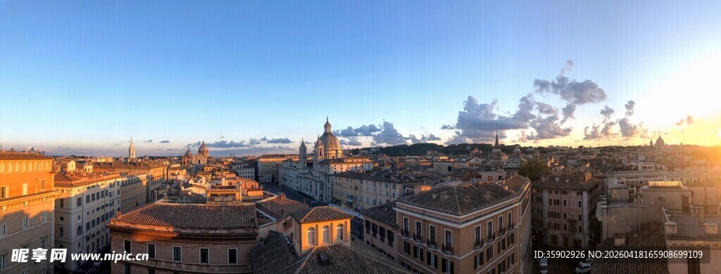 城市屋顶黄昏美景
