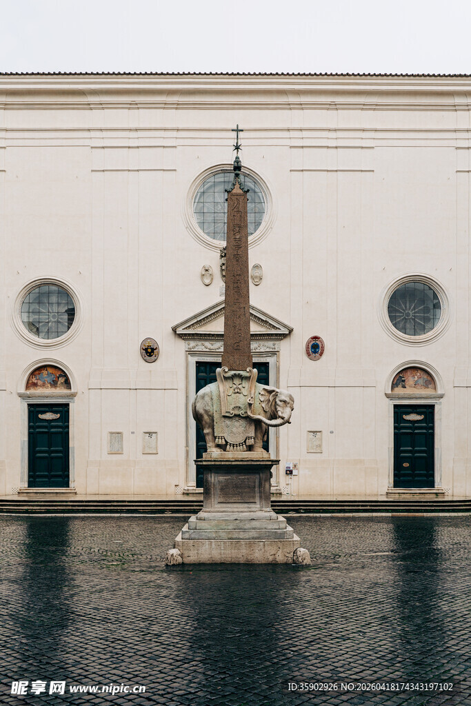 古典喷泉与建筑景观