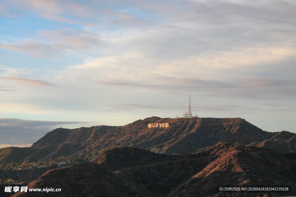 洛杉矶标志性好莱坞标志景观