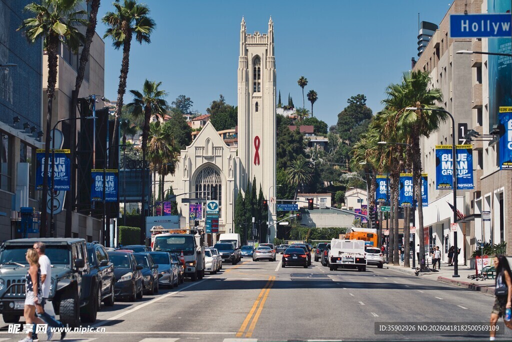 洛杉矶街头的繁华景象