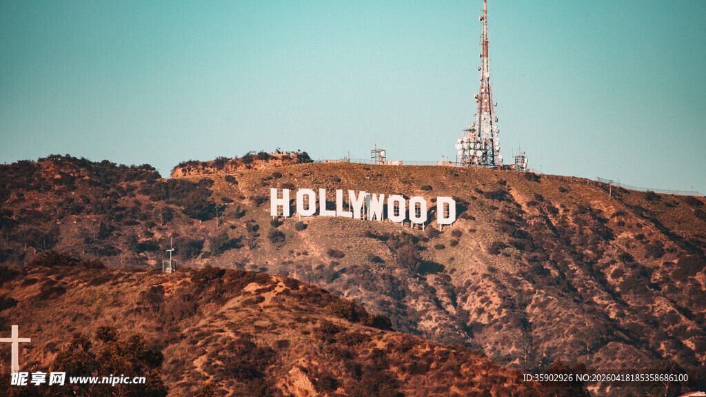洛杉矶标志性好莱坞标志牌