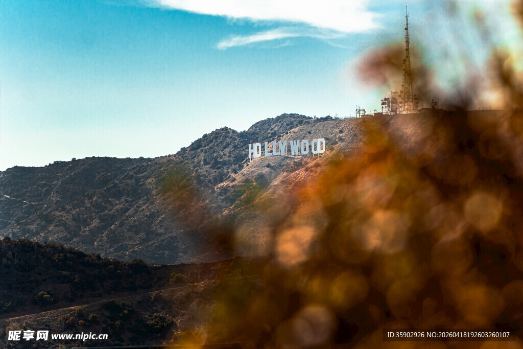 洛杉矶标志性好莱坞标志景观