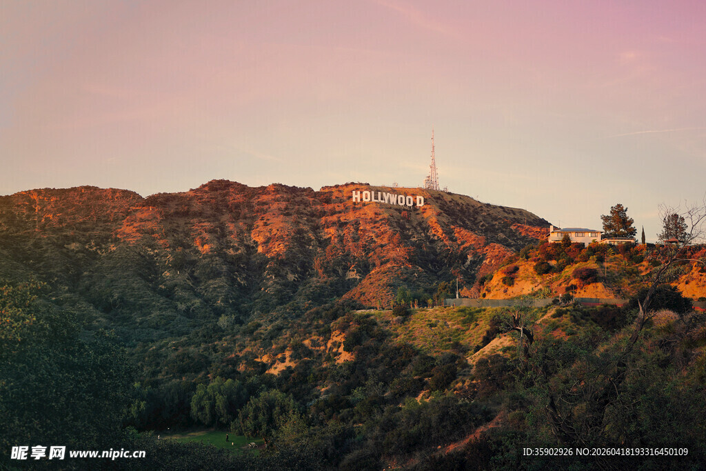 洛杉矶标志性好莱坞标志景观
