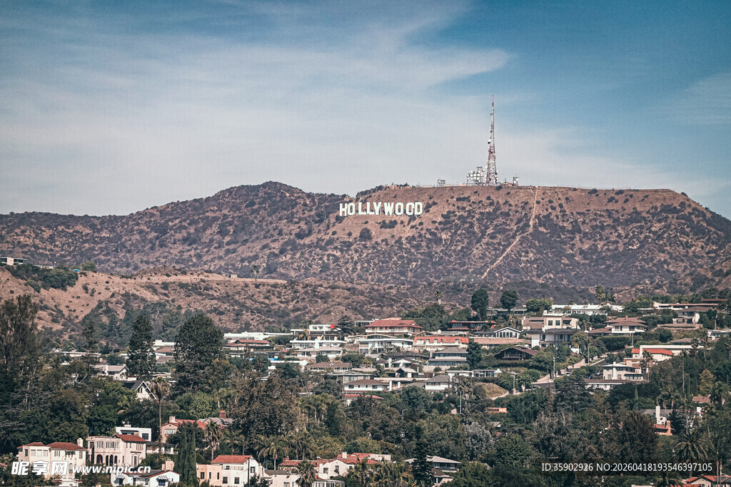 洛杉矶标志性好莱坞标志景观