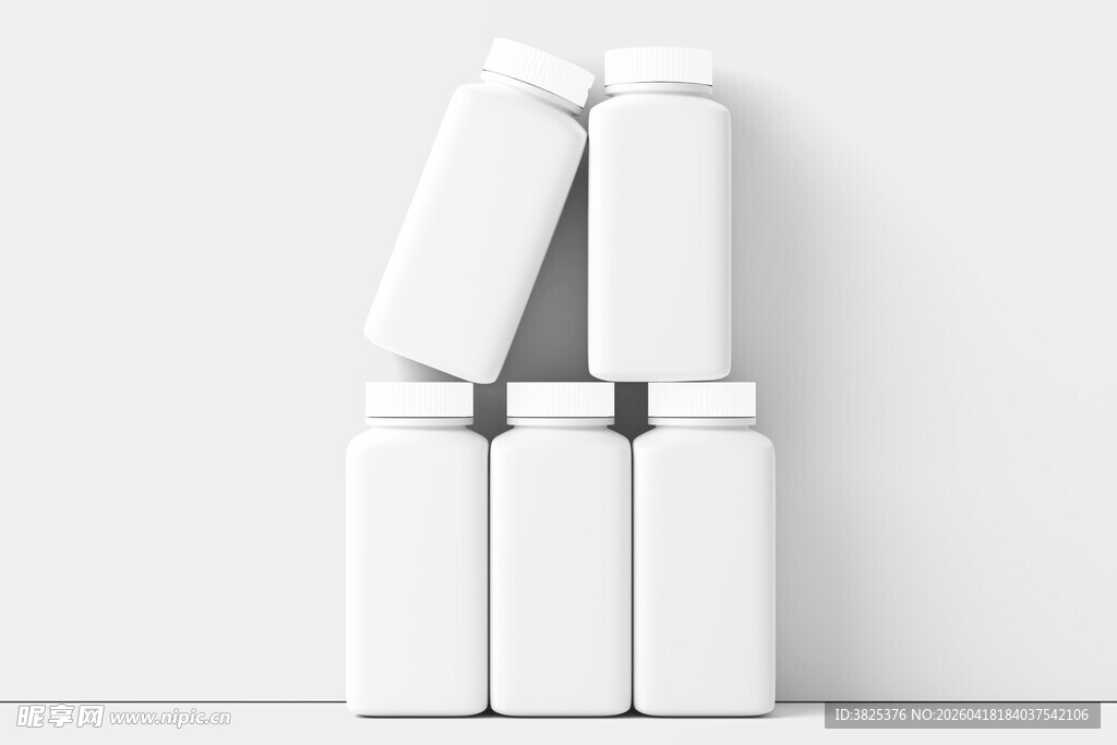 高方形塑料药瓶展示样机