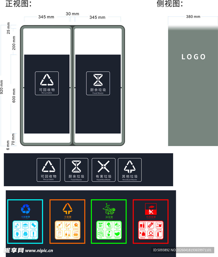 垃圾分类标识设计模板