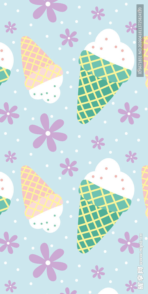 冰淇淋花卉图案背景