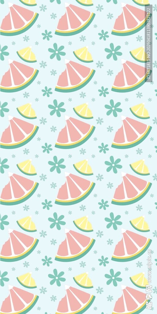 西瓜柠檬图案清爽背景