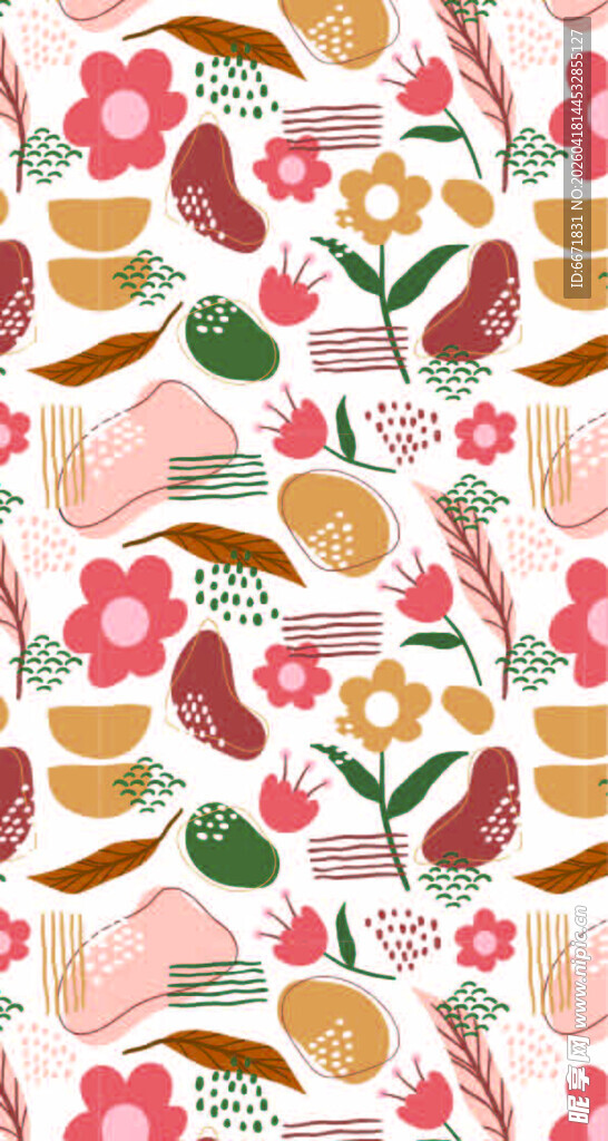 花卉水果图案的可爱背景