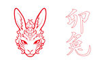 红色剪纸卯兔形象