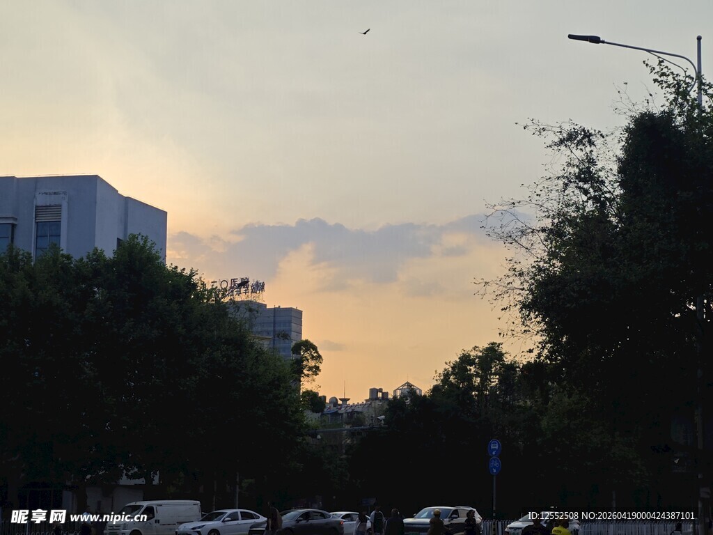 黄昏城市街道景象