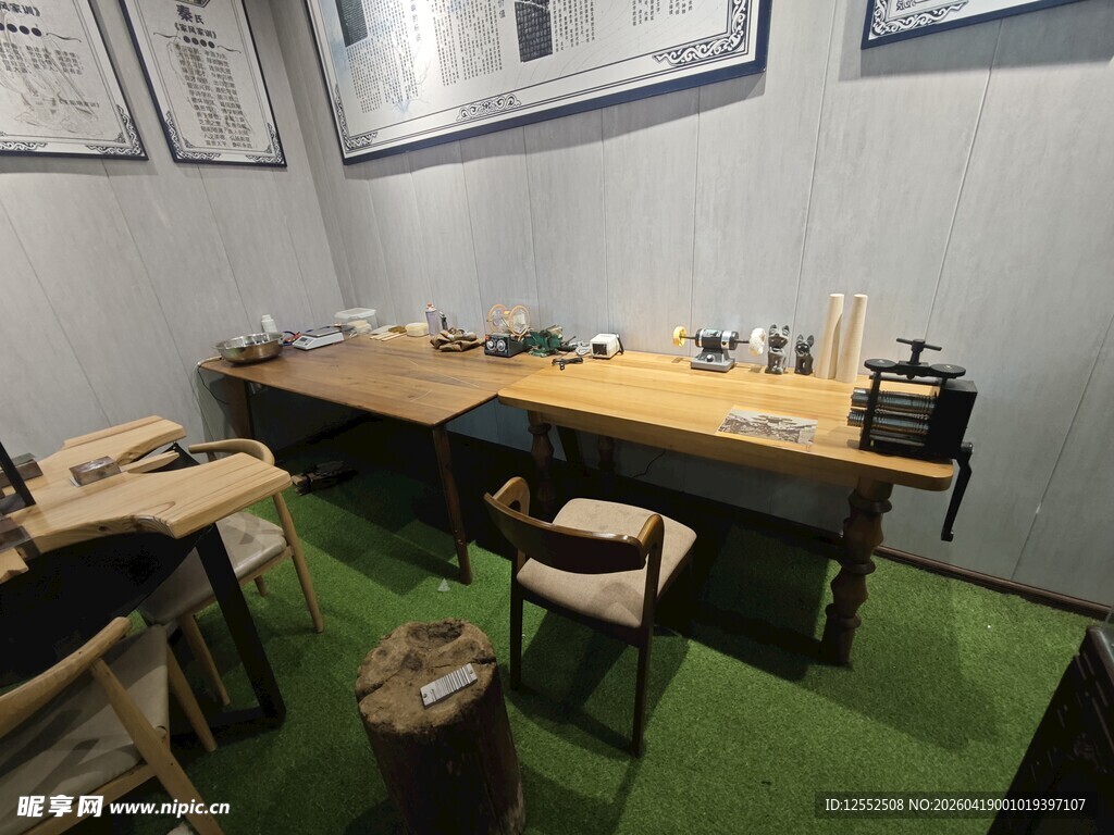 室内木工工作台场景