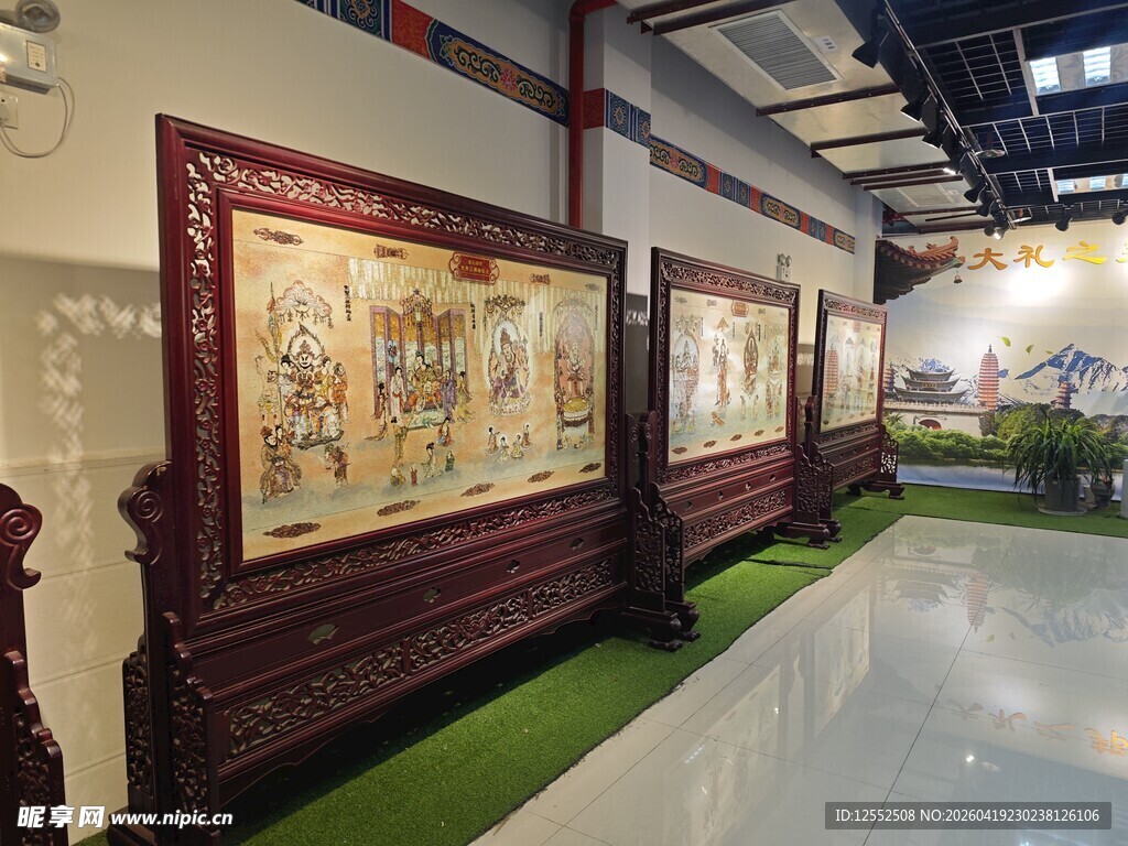 中式精美屏风展示厅