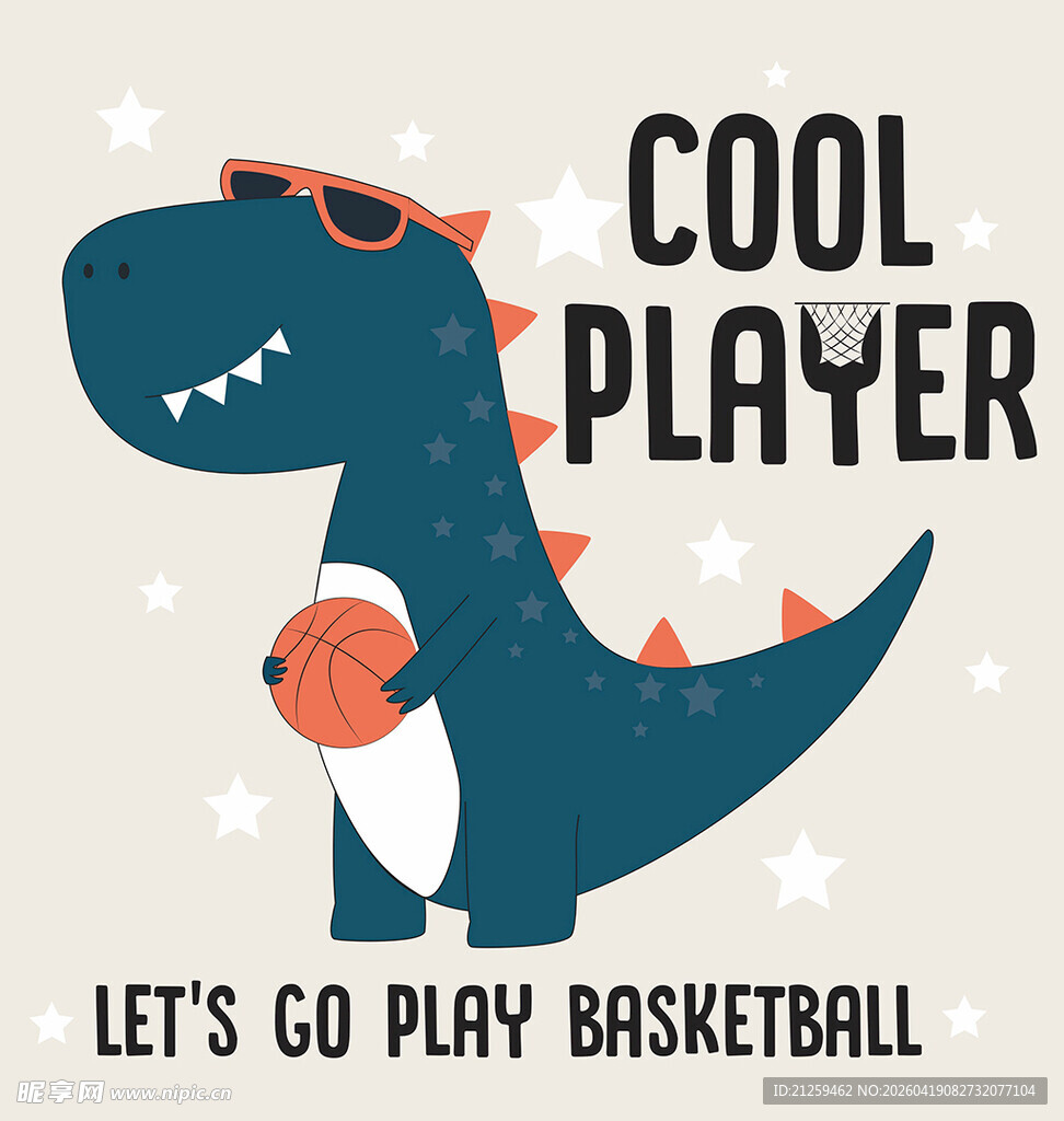 卡通恐龙篮球玩家