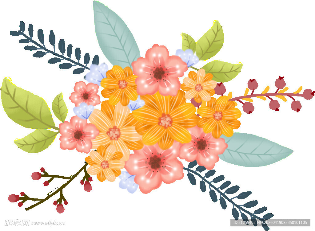 清新波斯菊装饰元素