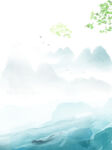 现代水墨浅色小清新水墨风山水