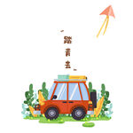 春夏假日满载行李旅行的小汽车