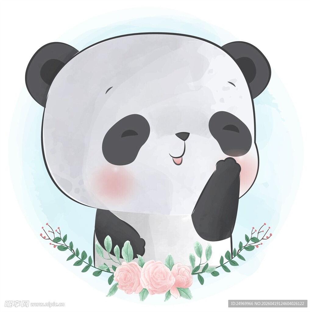 可爱熊猫插画