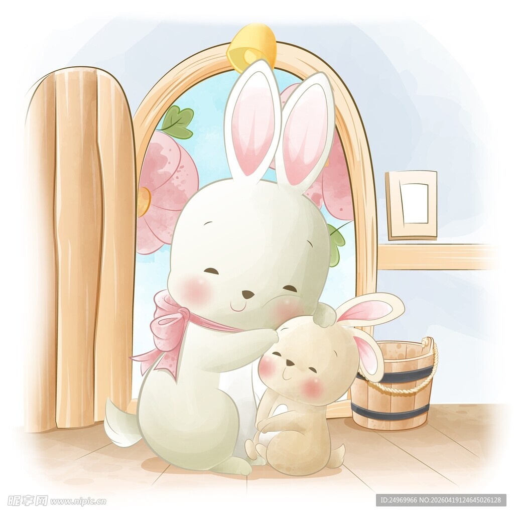 兔妈妈与兔宝宝温馨时刻