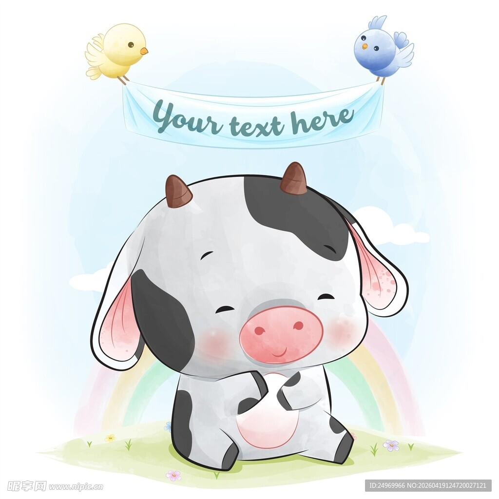 可爱小牛插画