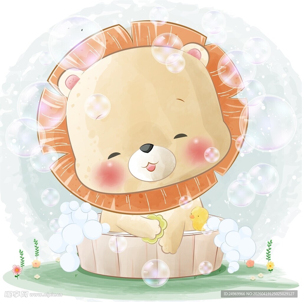 可爱小狮子玩偶插画