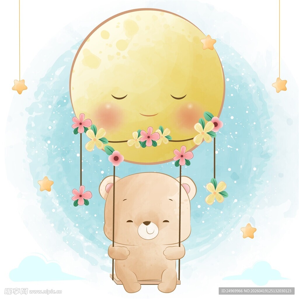 小熊伴月的梦幻童话场景